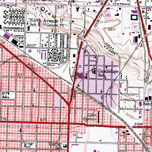 Topographic Map of Guadalupe Elementary School, TX