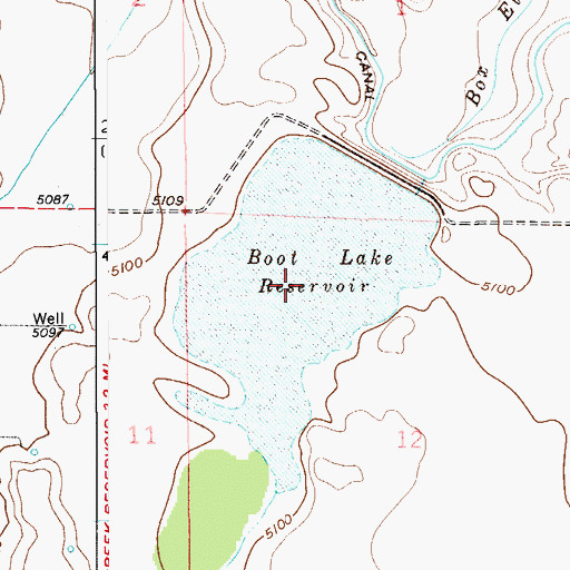 Topographic Map of Boot Lake Reservoir, CO
