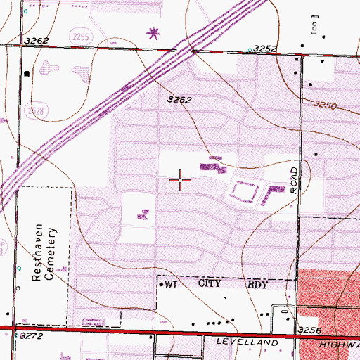 Topographic Map of Mackenzie Junior High School, TX