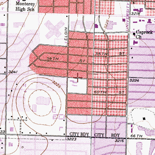 Topographic Map of Parsons Elementary School, TX