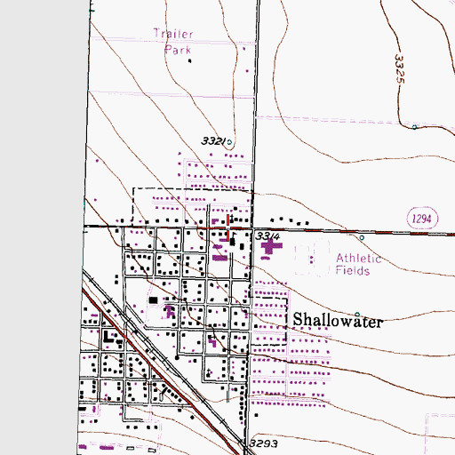 Topographic Map of Shallowater Elementary School, TX