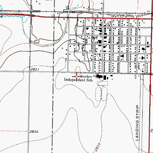 Topographic Map of Kirksey Elementary School, TX