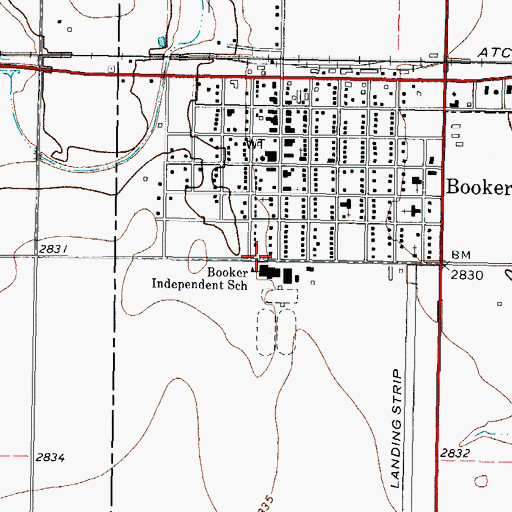 Topographic Map of Booker Junior High School, TX