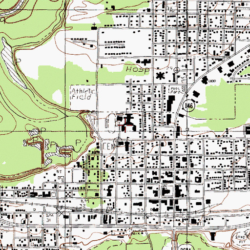Topographic Map of San Jacinto Elementary School, TX