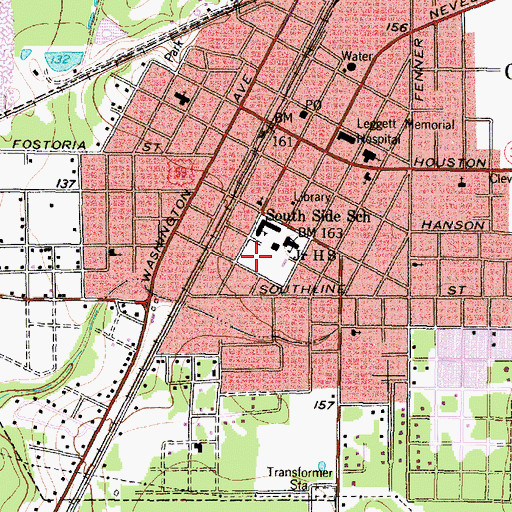 Topographic Map of Southside Primary School, TX