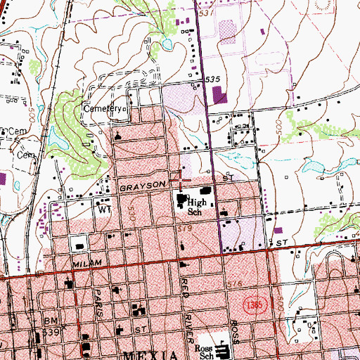Topographic Map of Mexia Developmental Center, TX