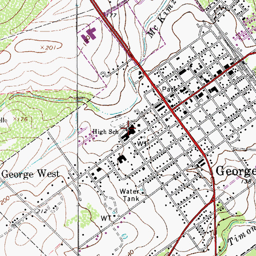 Topographic Map of George West Elementary School, TX