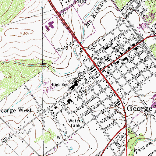 Topographic Map of George West Junior High School, TX