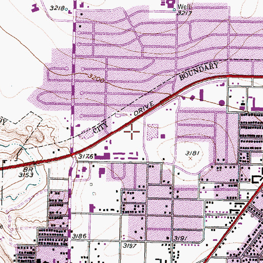 Topographic Map of Alderson Junior High School, TX