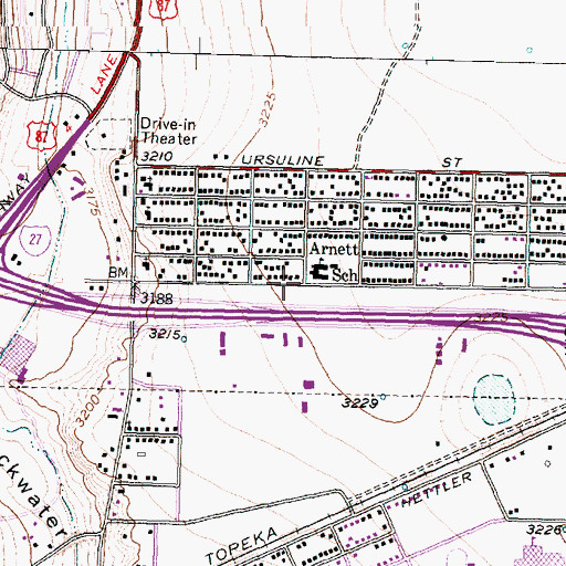 Topographic Map of Arnett Elementary School, TX