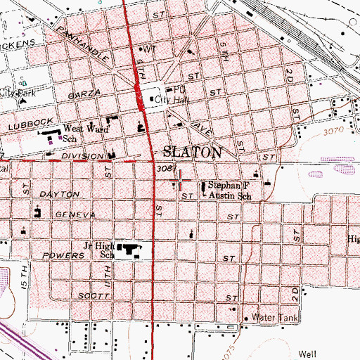 Topographic Map of Austin Elementary School, TX