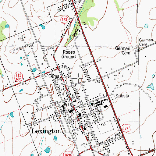 Topographic Map of Lexington Primary School, TX
