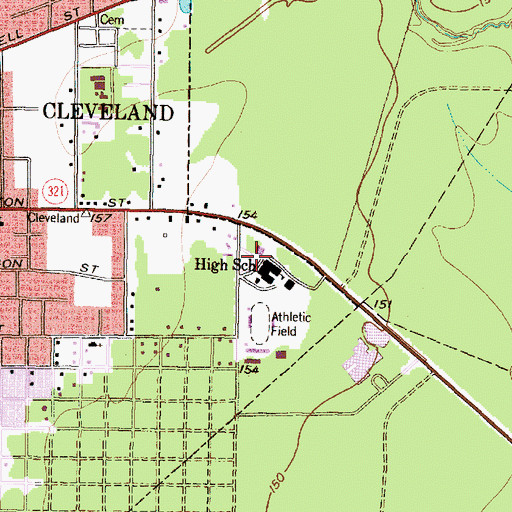 Topographic Map of Cleveland High School, TX