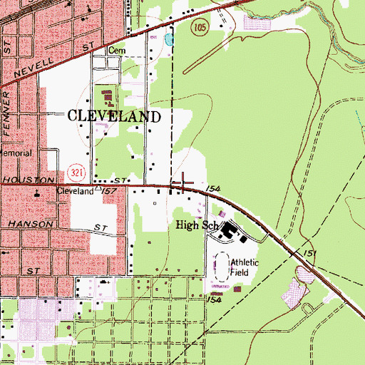 Topographic Map of Cleveland Junior High School, TX
