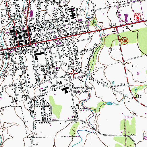Topographic Map of Hallettsville Junior High School, TX