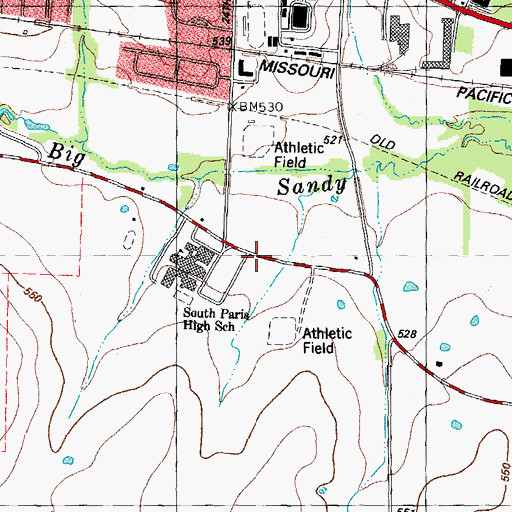 Topographic Map of Paris High School, TX