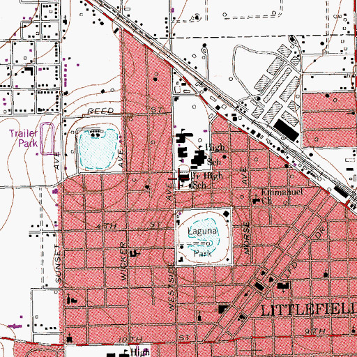 Topographic Map of Littlefield Primary School, TX
