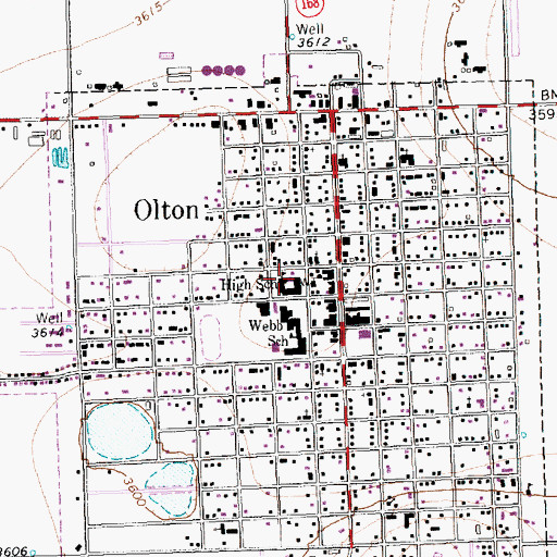 Topographic Map of Olton Junior High School, TX