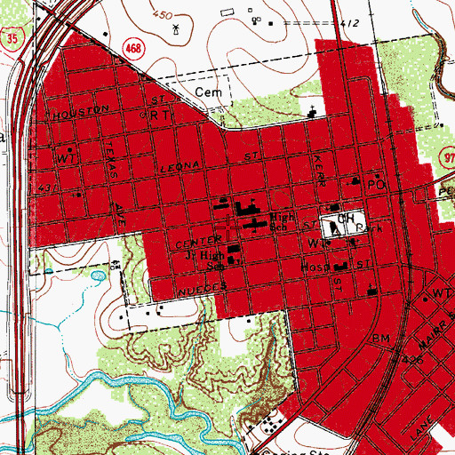Topographic Map of Cotulla Alternative School, TX