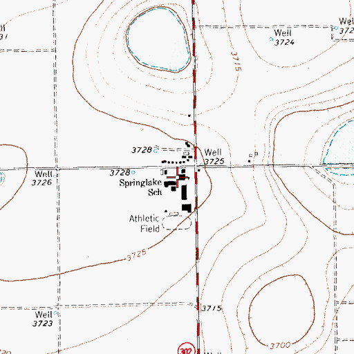 Topographic Map of Springlake - Earth Elementary / Middle School, TX