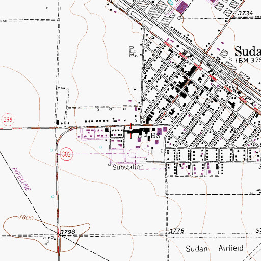 Topographic Map of Sudan Elementary School, TX