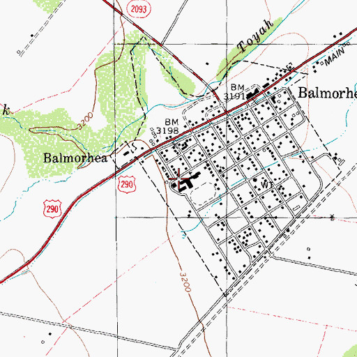 Topographic Map of Bahmorhea School, TX