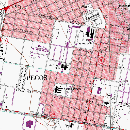Topographic Map of Crockett Middle School, TX