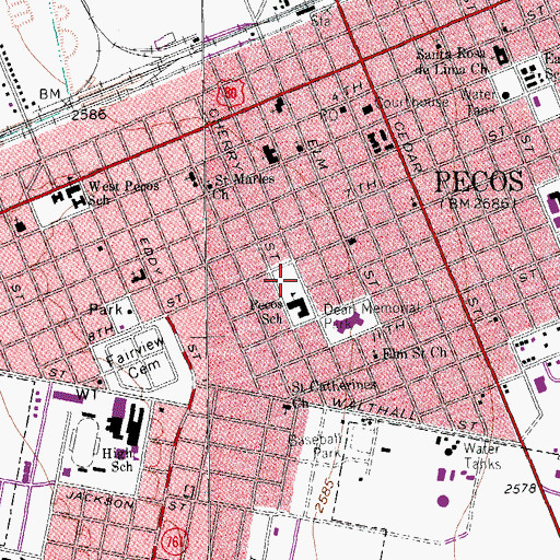 Topographic Map of Pecos Elementary School, TX