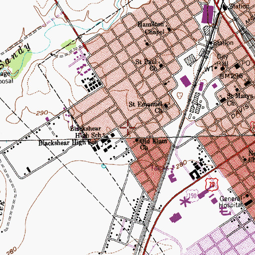 Topographic Map of Blackshear Elementary School, TX