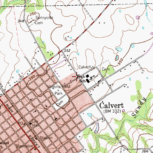 Topographic Map of Calvert High School, TX