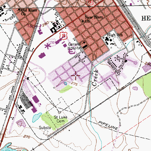 Topographic Map of Hearne High School, TX