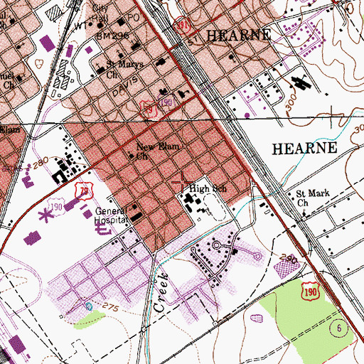 Topographic Map of Hearne Junior High School, TX
