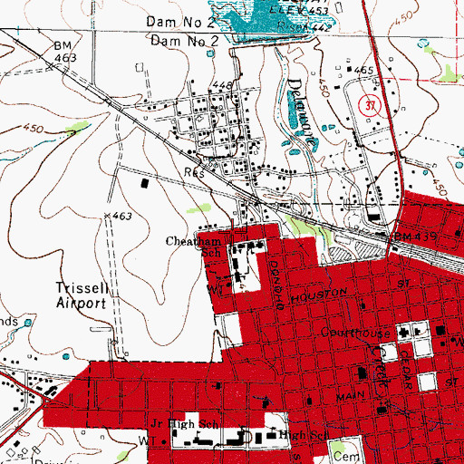 Topographic Map of Cheatham Middle School, TX