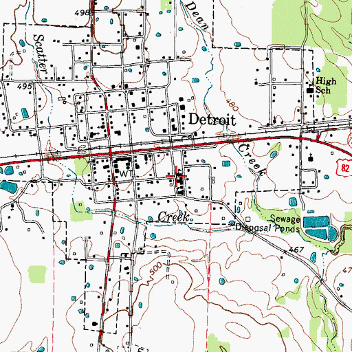 Topographic Map of Detroit Middle School, TX