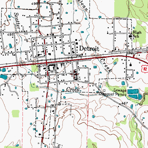 Topographic Map of Detroit Elementary School, TX