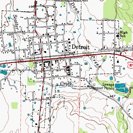 Topographic Map of Detroit High School, TX