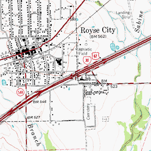 Topographic Map of H H Browning Primary School, TX