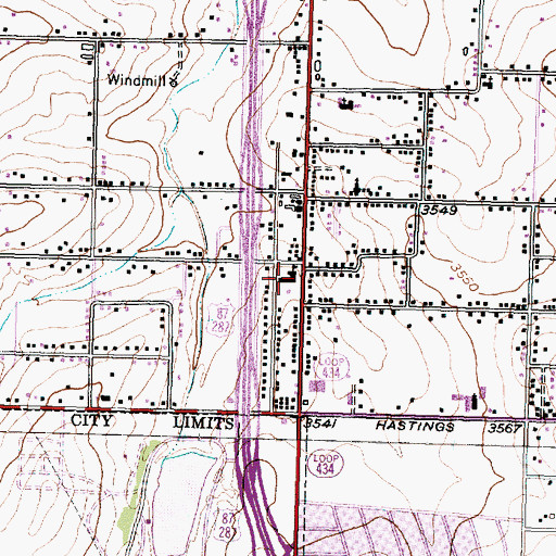 Topographic Map of Pleasant Valley Elementary School, TX