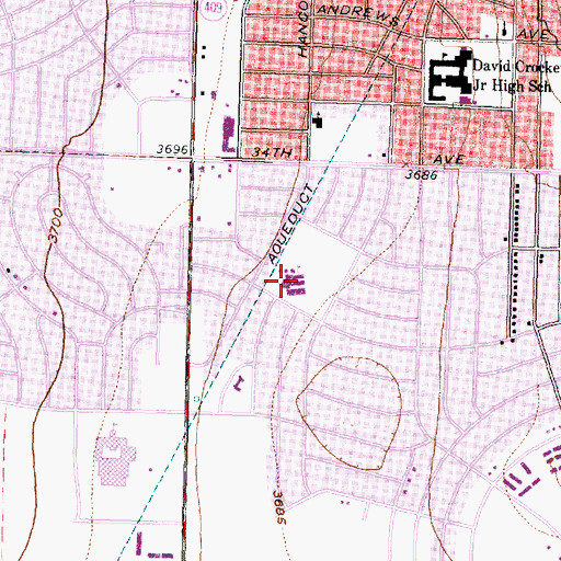 Topographic Map of Ridgecrest Elementary School, TX