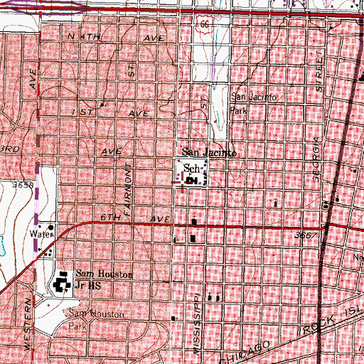 Topographic Map of San Jacinto Elementary School, TX