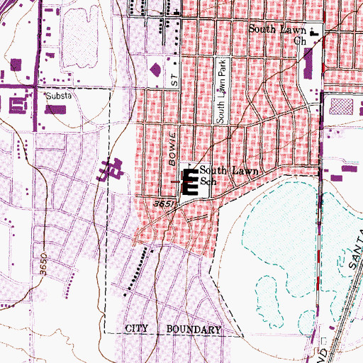 Topographic Map of South Lawn Elementary School, TX