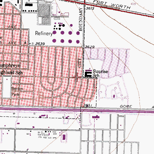 Topographic Map of Sunrise Elementary School, TX