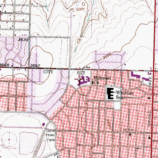 Topographic Map of Travis Middle School, TX