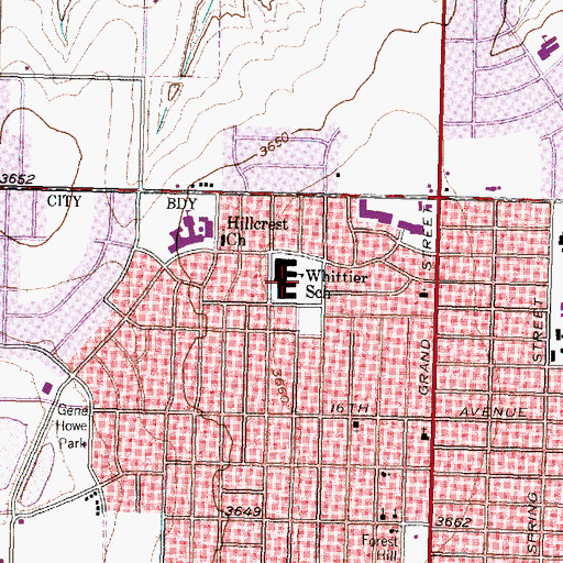 Topographic Map of Whittier Elementary School, TX