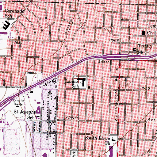 Topographic Map of Lamar Elementary School, TX