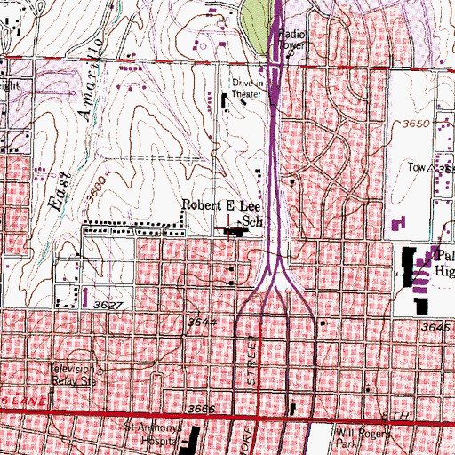 Topographic Map of Lee Elementary School, TX