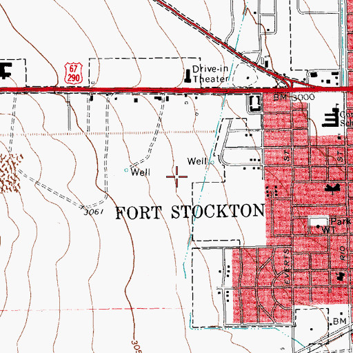 Topographic Map of Fort Stockton Middle School, TX