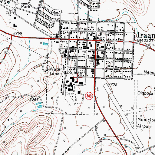 Topographic Map of Iraan High School, TX