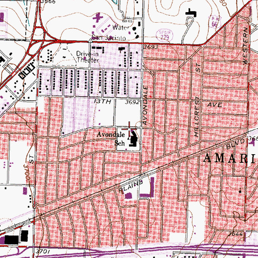 Topographic Map of Austin Middle School, TX