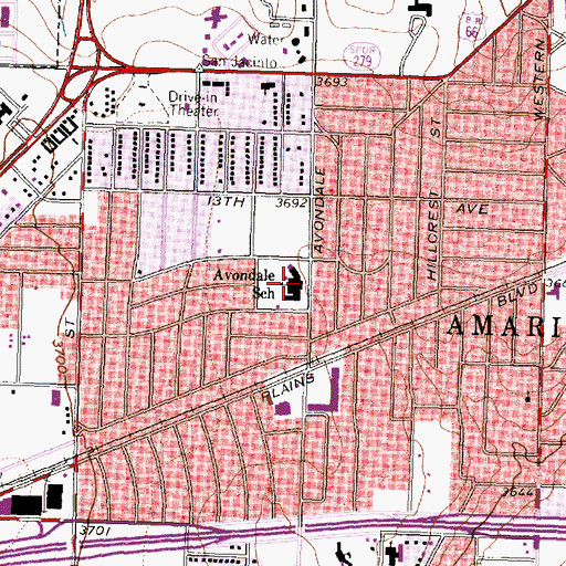 Topographic Map of Avondale Elementary School, TX
